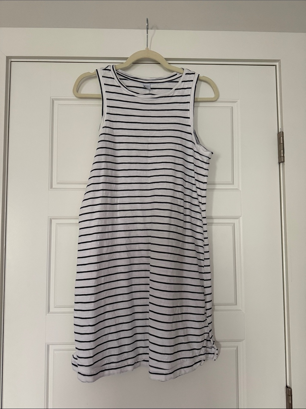 Old Navy Black and White Striped Sleeveless Midi Tank Dress